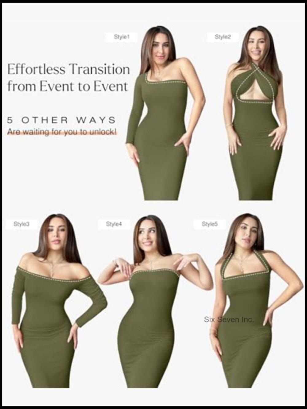 Long Sleeve Maxi Dress with Built-in Shapewear Bra, Modal Fabric - Picture 3 of 7